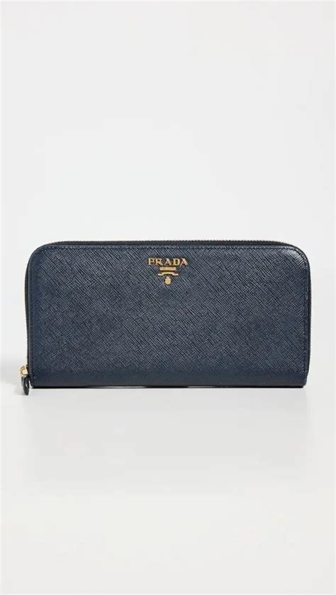 prada saffiano zip-around wallet navy